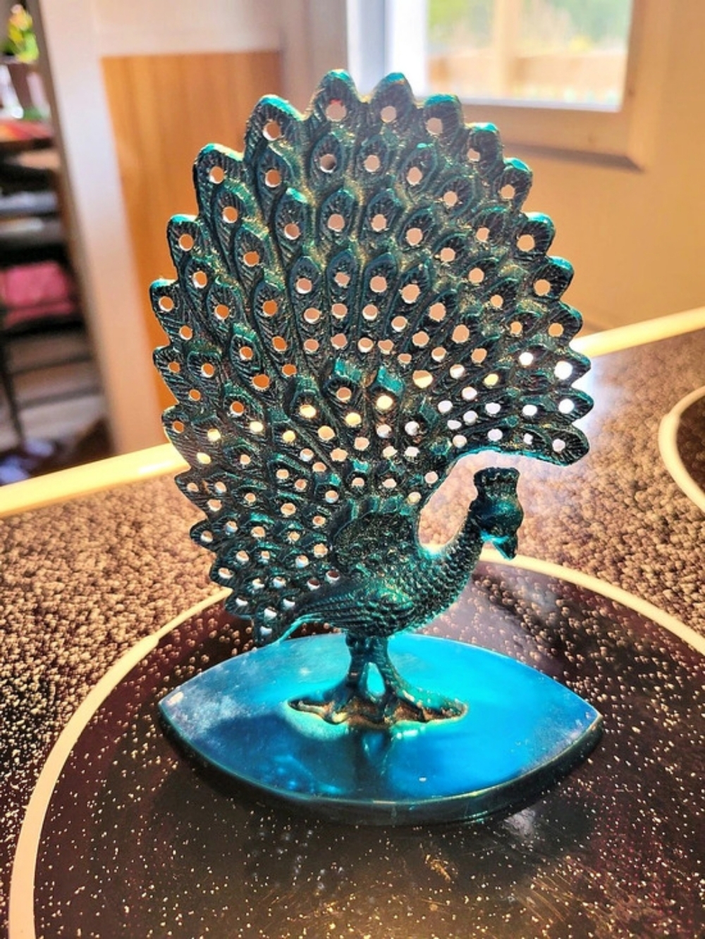 Blue & Green Iron Metal Peacock Decor.